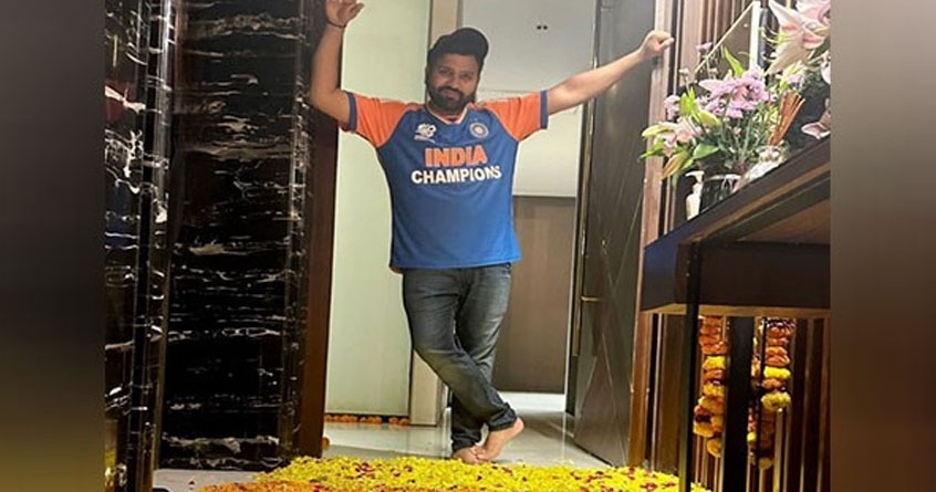 rohit sharma receives a warm welcome at home sweet home after winning t20 world cup